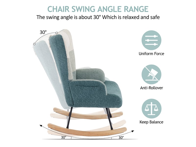  Fauteuil à bascule en tissu bouclette avec repose-pieds inclus  - Conforama C