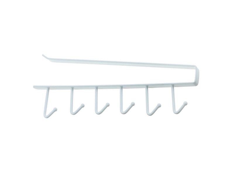  Porte-gobelet à 6 crochets pour tasses, sous armoire de cuisine, sous étagère, rangement, organisateur, étagère pour ustensiles de cuisine, blanc  - Conforama A