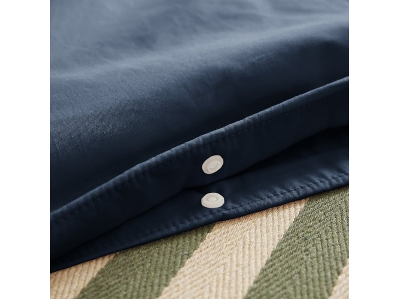  Housse de couette 140x200 cm percale de coton bleu nuit PD25269 - Conforama C