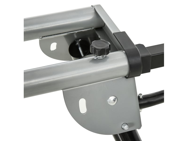  Support pour scie à onglet 123,5 à 245 cm, noir et argenté, en acier, réglable et pliable à roulettes  - Conforama E