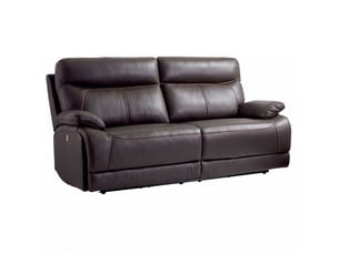 Canapé droit relax électrique <strong>ALTOBUY</strong> <strong>BALIOS</strong> 3 places Assise Cuir / Caisse PU marron