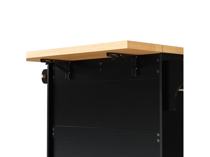  Îlot de cuisine mobile 100x42-70x91,5 cm avec roulettes, plateau extensible, mdf, noir et naturel  - Conforama D