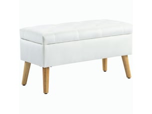 Banc de rangement tcqpz 80 x 35 x 40 cm avec coffre et assise capitonnée aspect velours blanc