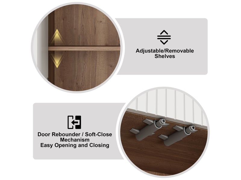  Meuble à chaussures 3 portes, 2 tiroirs et 2 niches pour entrée 90×35×100 cm blanc et naturel  - Conforama C