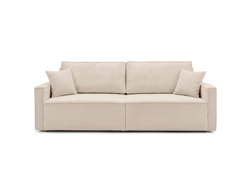  Farah - canapé droit 3 places convertible accoudoirs slim en velours cotelé  - Conforama E