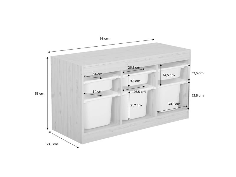  Meuble de rangement pour enfant décor bois 6 bacs vert de gris - sora  - Conforama E