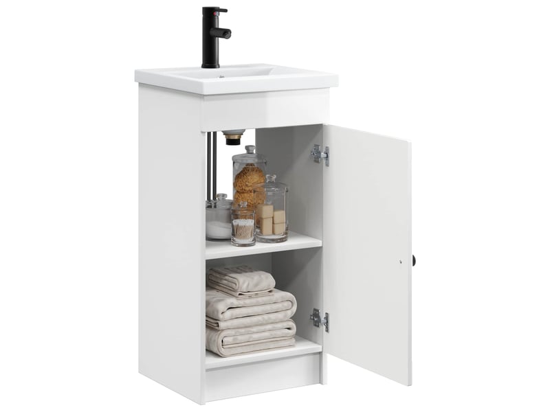 Meuble de salle de bain avec évier blanc brillant shl5567 - Conforama C