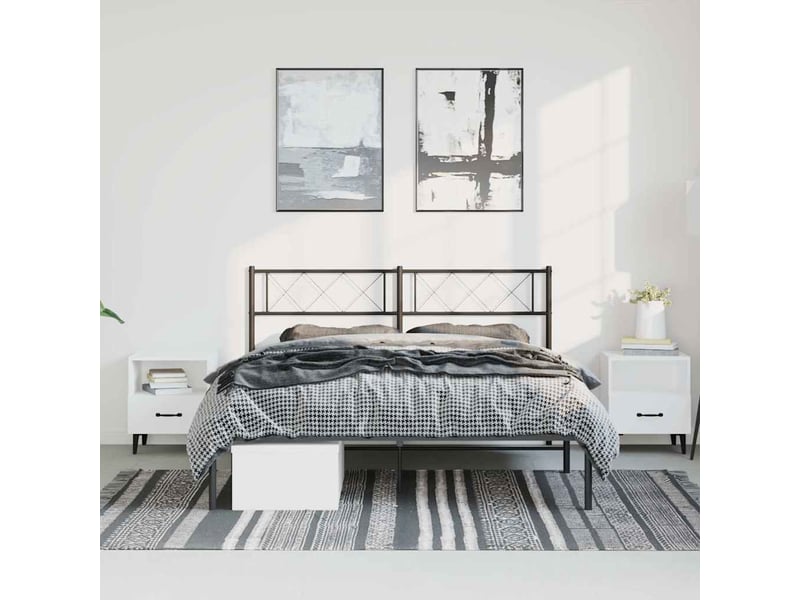 Lit double- lit adulte - cadre de lit métal sans matelas avec tête de lit noir 135x190cm - Conforama B