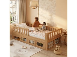 Lit simple 90x200 cm <strong>KORFEE</strong>  <strong></strong> coloris beige