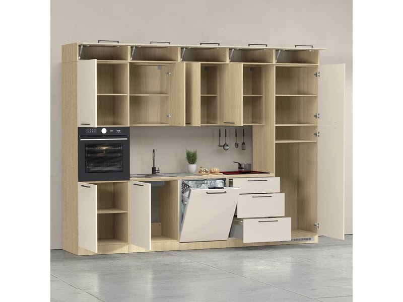  Cuisine complète linéaire moderne avec évier luna 300x232 - beige  - Conforama D