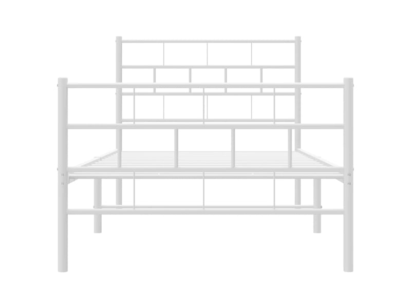  Lit simple- lit adulte -  cadre de lit métal sans matelas avec pied de lit blanc 90x200cm  - Conforama D