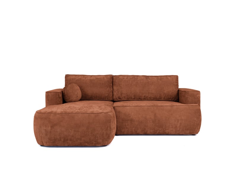  Canapé d'angle moon mini avec fonction couchage, tissu flow, gauche, brique (09)  - Conforama C