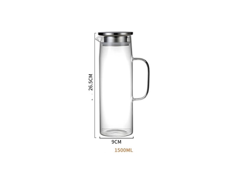  Carafe en verre, carafe eau avec couvercle et anse, bouilloire résistante à la chaleur 1.5l  - Conforama B