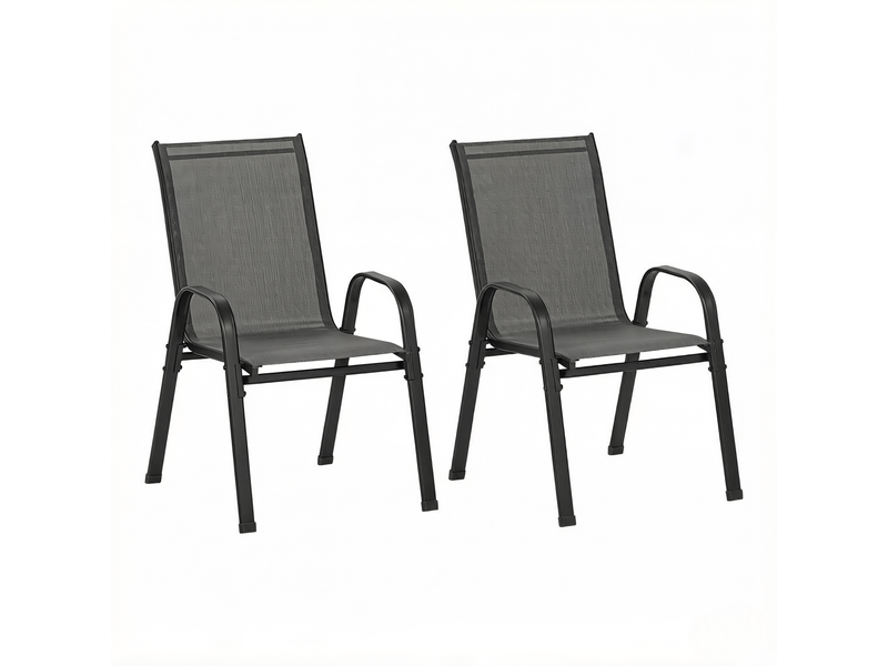  Lot de 2 chaises d'extérieur empilables en métal et polyester gris foncé T5828P524275 - Conforama A