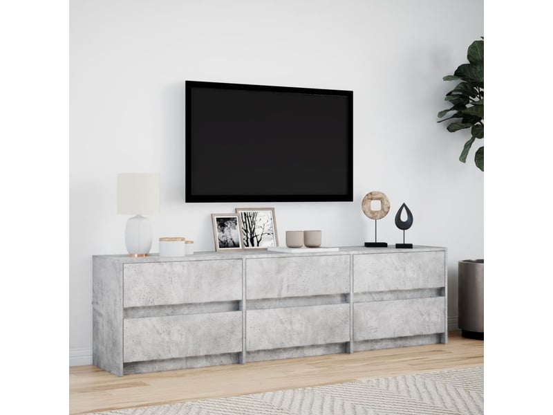  Meuble tv - banc tv - meuble de rangement avec led gris béton 180x34x50 cm bois d'ingénierie  - Conforama C