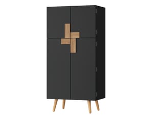 Armoire de cuisine colonne haute avec 4 portes, rangement avec étagères sur portes et tablettes réglables