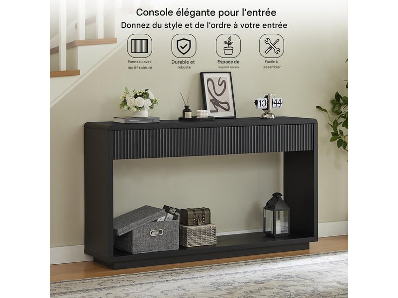  Table console d'entrée avec 2 tiroirs et étagère 150x35x85 cm W3465S00020 - Conforama D