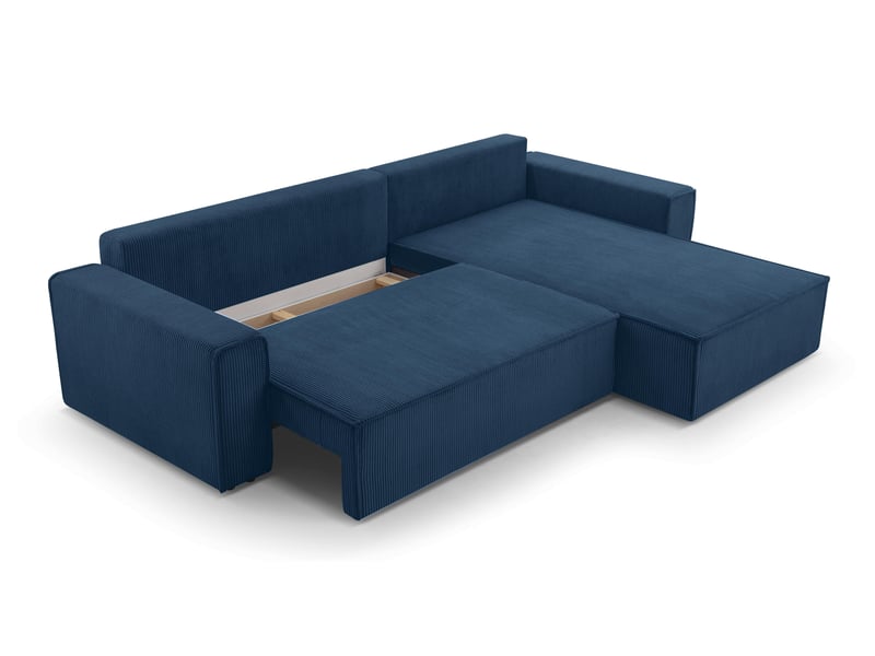  Canapé d’angle en velours côtelé bleu cedria – 287 cm CedriaMini - Conforama D