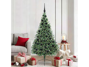 Sapin de noël - arbre de noël artificiel pré-éclairé vert 180 cm pvc