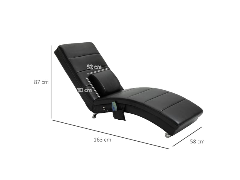  Fauteuil relax massant noir, 8 points, fauteuil inclinable sans accoudoirs avec coussin lombaire pour salon  - Conforama C