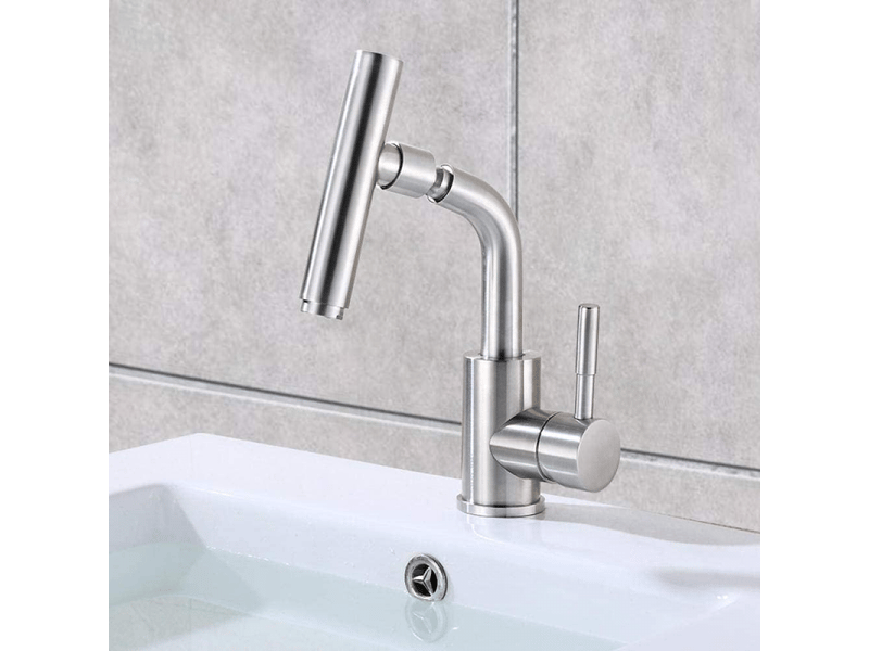  Robinet de lavabo de salle de bain pivotant créatif en acier inoxydable, petit robinet mitigeur de lavabo en acier inoxydable monté sur comptoir  - Conforama E
