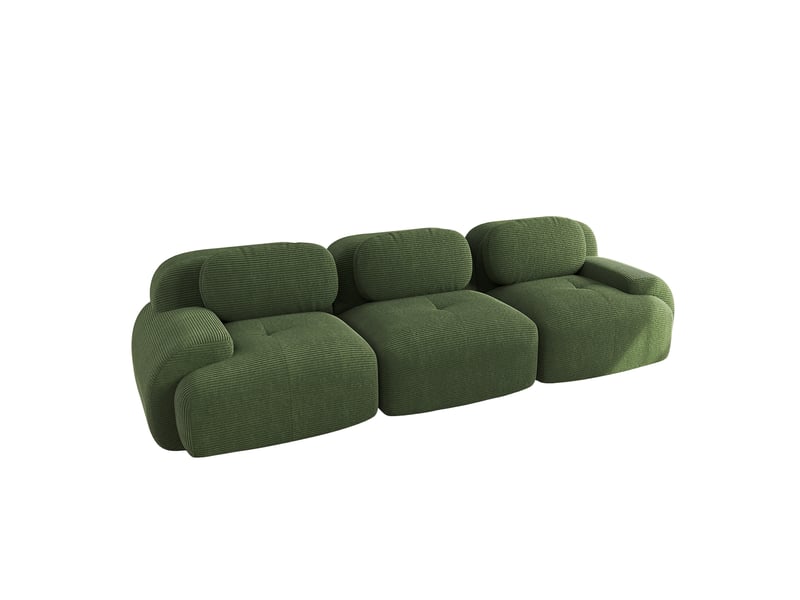  Canapé modulable 3 places 298 cm, velours côtelé vert, sans structure rigide, sans montage Sol Morn - Conforama A
