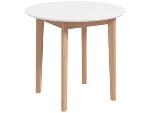 Table à manger ronde 2 personnes en pin massif blanc et naturel ø 75 x h 76 cm