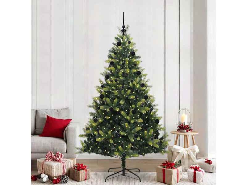  Sapin de noël, arbre de noël artificiel en silicone flexible 300 leds vert shl8384  - Conforama B