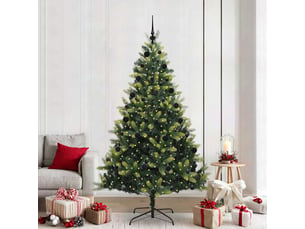 Sapin de noël, arbre de noël artificiel en silicone flexible 300 leds vert shl8384