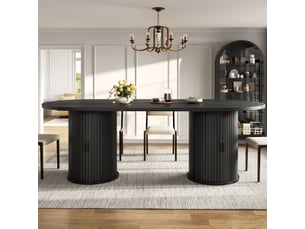 Table à manger extensible, 150 à 190 cm, rectangulaire, mdf, noir, piètement en métal stable, rangement fonctionnel