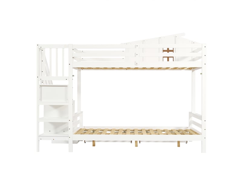 Lit superposé enfants avec tiroirs et escalier 90x200 & 120x200 cm - Conforama D