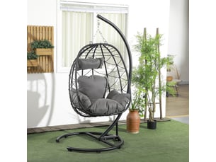 Fauteuil suspendu en rotin avec support, coussin, housse imperméable, 195 cm, 150 kg