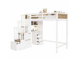 Lit mezzanine 90x200 cm MODENUIT coloris blanc