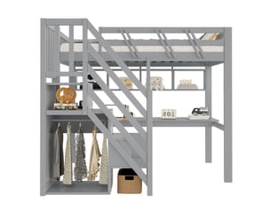 Lit mezzanine 90x200 cm    coloris gris