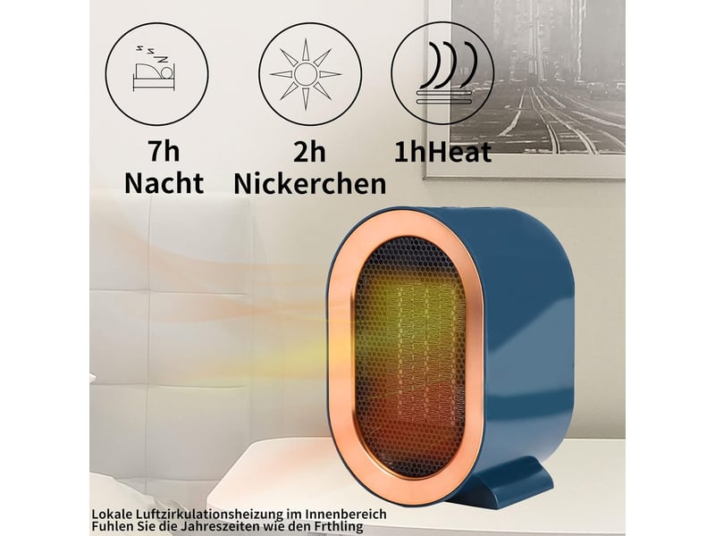  Chauffage électrique (bleu), 800,1200 w, mini chauffage d'appoint électrique portable pour la maison, le bureau, la chambre et la chambre à coucher, multicolore  - Conforama B