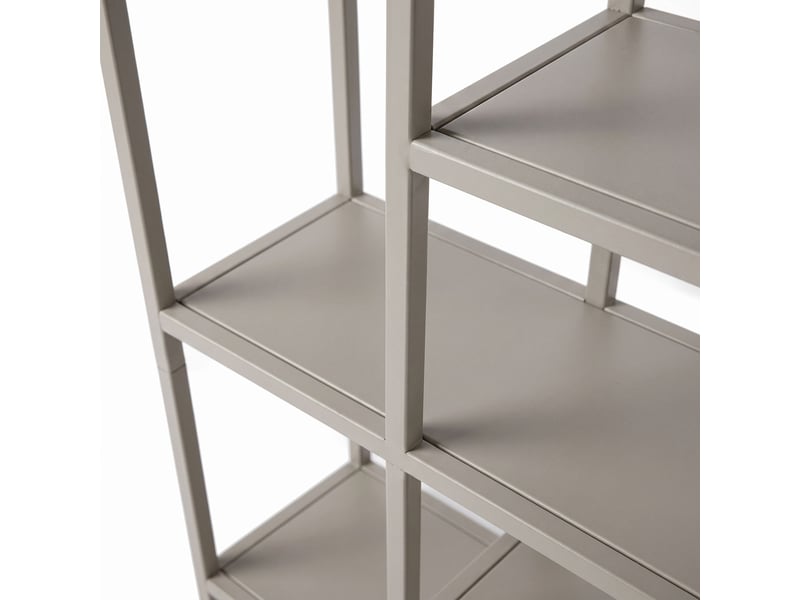  Padma - libreria freestanding a 6 ripiani 80x163,5x30 cm scaffale per soggiorno, ufficio in metallo tortora  - Conforama C