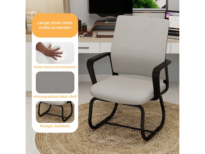  Chaise avec accoudoirs et dossier en maille gris et noir sur pied luge IKSETERA TRADING LTD - Conforama D