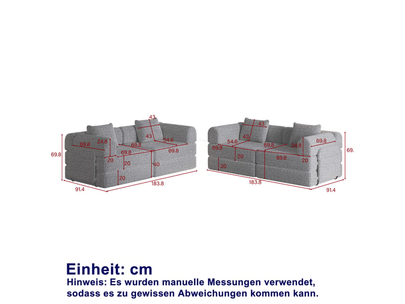  Canapé modulable modenvie 4 places convertible en lit avec rangement dans l'accoudoir, tissu chenille kaki, 183,8 x 91,4 x 69,8 cm  - Conforama C