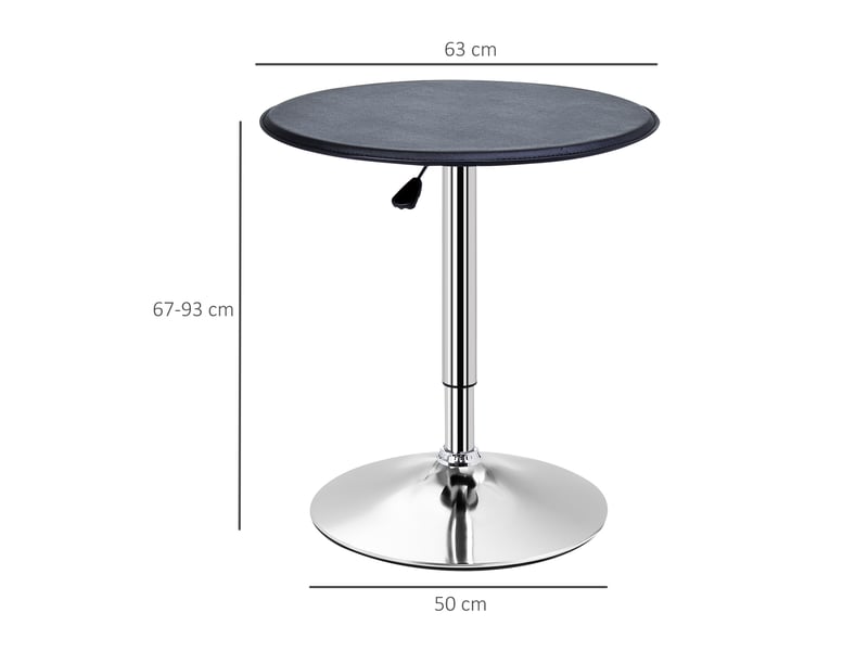  Table de bar ronde réglable avec plateau pivotant à 360 degrés, base chromée et revêtement en cuir synthétique pour cuisine et salon  - Conforama D