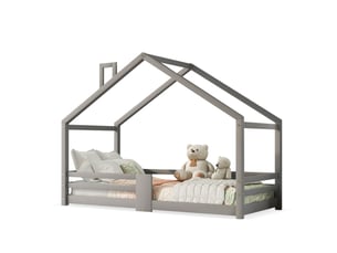 Lit cabane 90x200 cm <strong>REDOM</strong>  <strong></strong> coloris gris