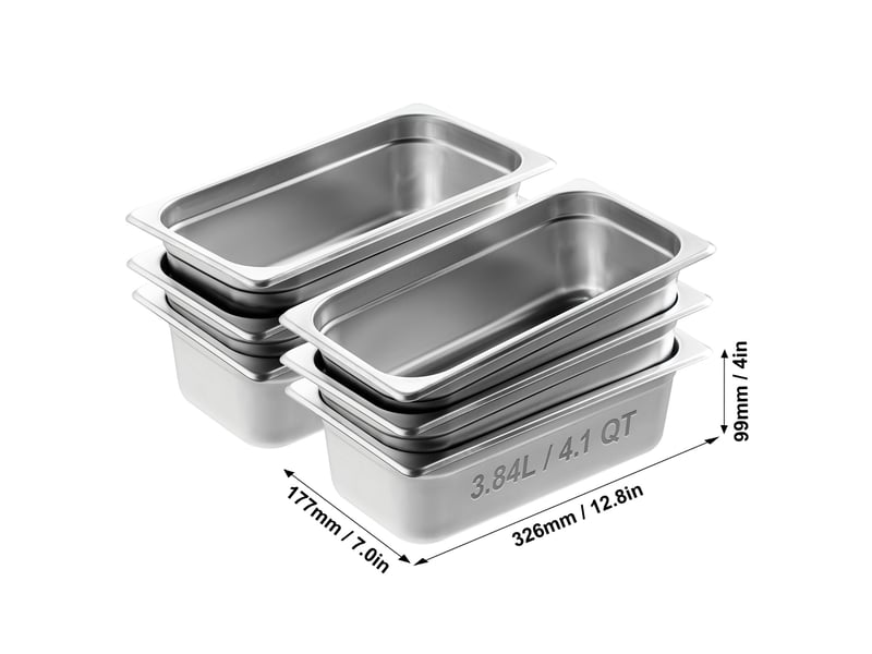 Lot de 6 poêles d'hôtel,succebuy poêles à vapeur 13 taille en inox de 0,8 mm,4 pouces de profondeur,pour usage commercial et industriel - Conforama B
