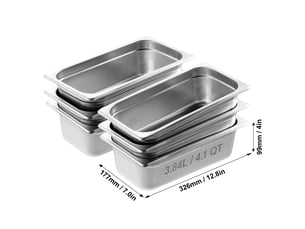 Lot de 6 poêles d'hôtel,succebuy poêles à vapeur 13 taille en inox de 0,8 mm,4 pouces de profondeur,pour usage commercial et industriel