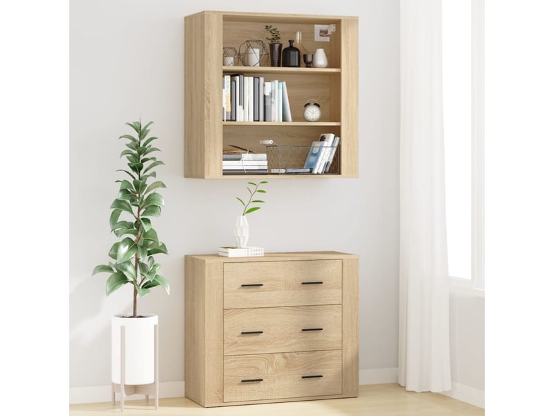  Buffet haut - bahut - meuble de rangement chêne sonoma bois d'ingénierie  - Conforama C