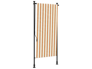 Store enrouleur, store roulant d'extérieur orange et blanc 120x270cm tissu acier cf47435