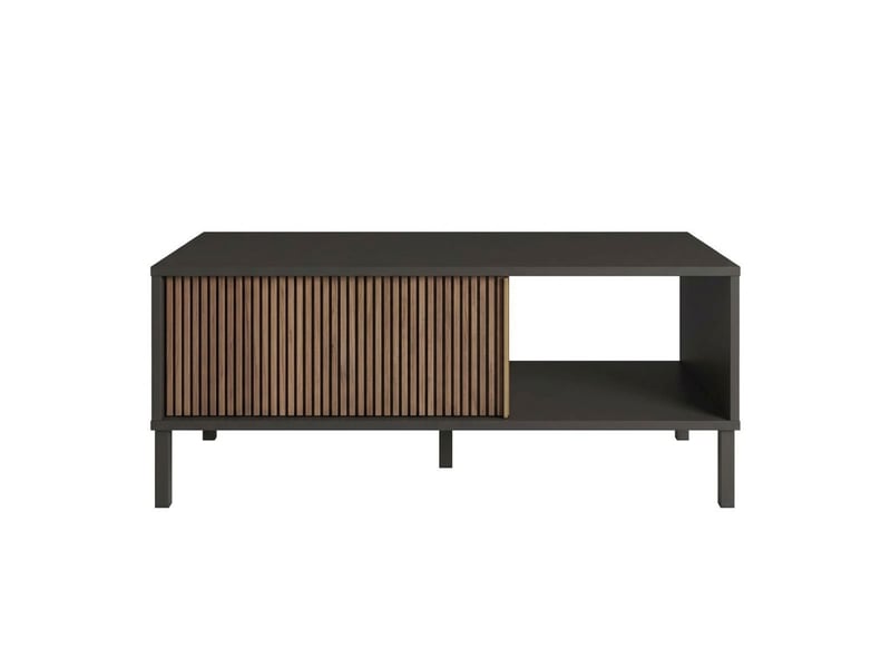  Table basse gris lave et aspect bois relief effet tasseaux pieds métal - ticoria TICORIA - Conforama C