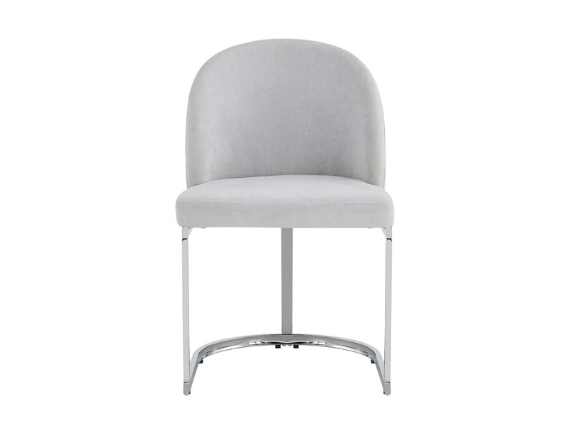  Lot de chaises 6 chaises chaise repas chenille respirante assises confortables style moderne pieds de chaise argentés galvanisés tissu chenille gris clair et argenté  - Conforama A