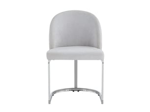 Lot de chaises 6 chaises chaise repas chenille respirante assises confortables style moderne pieds de chaise argentés galvanisés tissu chenille gris clair et argenté