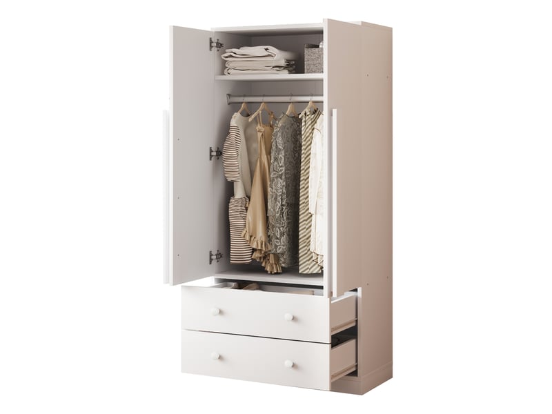  Armoire 2 portes avec 2 tiroirs et compartiment 70 x 40 x 170 cm LDT00307AAK - Conforama E