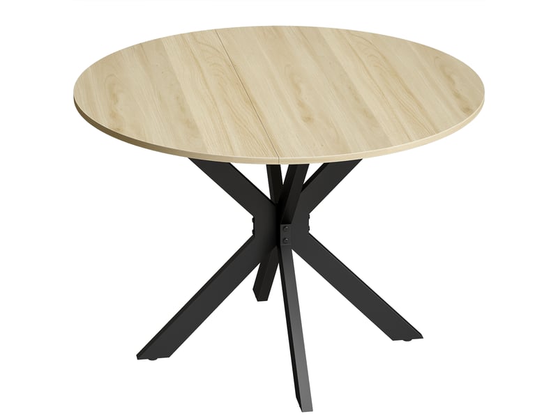 Table à manger pliante ronde pour 2 à 6 personnes bois acier naturel  - Conforama A