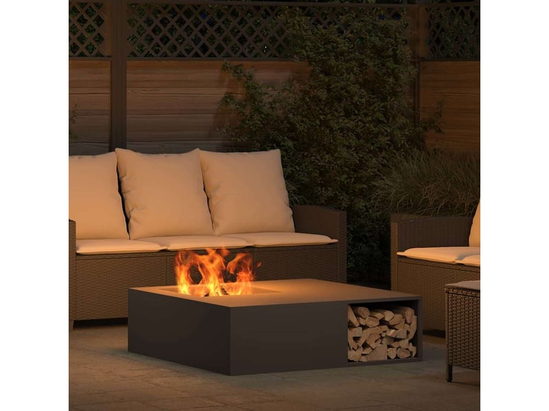  Brasero exterieur, foyer de cheminée noir 100x100x30 cm acier patiné  - Conforama D